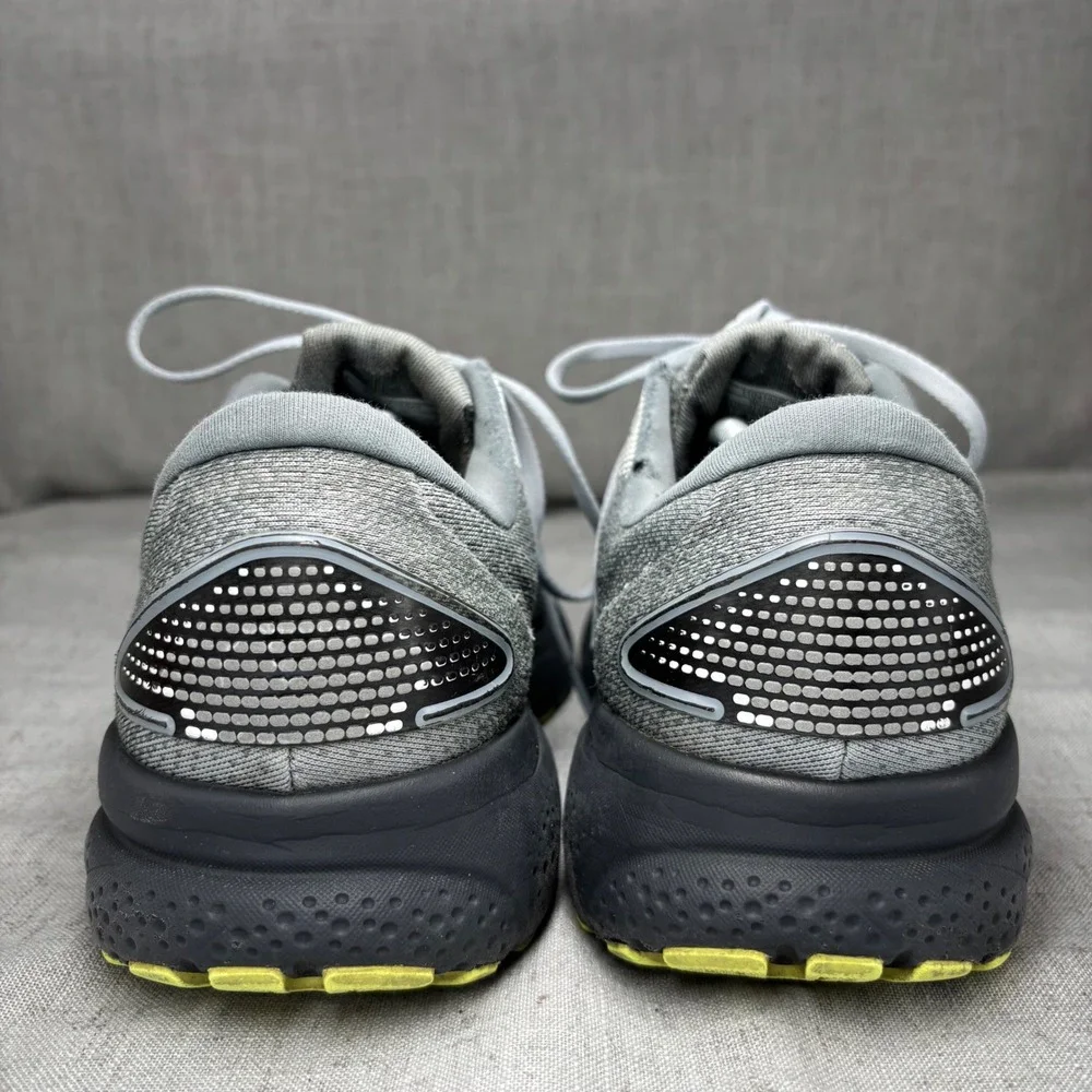 Brooks Ghost 14 Mens Running Shoes Grey Black Yellow Size 12 Low Top Sneakers